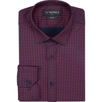 Buenza SRY 408 Bordo Empirme Licra Uzunkol Slim Fit Erkek Gömlek