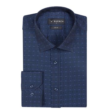 Buenza SRY 41110 Lacivert Slim Fit Uzun Kol Erkek Gömlek