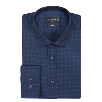 Buenza SRY 41110 Lacivert Slim Fit Uzun Kol Erkek Gömlek