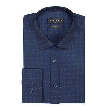 Buenza SRY 41110 Lacivert Slim Fit Uzun Kol Erkek Gömlek
