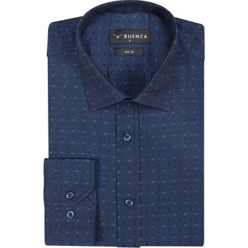 Buenza SRY 41110 Lacivert Slim Fit Uzun Kol Erkek Gömlek