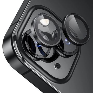 Buff iPhone 15 / 15 Plus Black Kamera Metal Siyah Lens Koruyucu