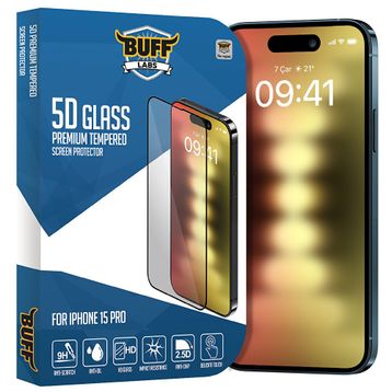 Buff iPhone 15 Pro 5D Glass Şeffaf Ekran Koruyucu