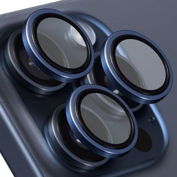 Buff iPhone 15 Pro Max / 15 Pro Mavi Titanyum Kamera Lens Koruyucu