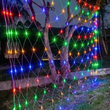 Buffer 1x2 m 8 Animasyonlu Farklı Işık Modu RGB Fişli Dekoratif File Ağ Perde 192 LED