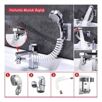 Buffer 2 In 1 Spiral Hortumlu Ayarlanabilir Hareketli Banyo Mutfak Lavabo Musluk Duş Başlığı
