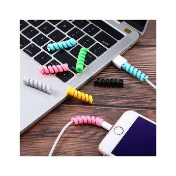 Buffer 4'lü Apple Android Silikon Spiral Yay Aparat Şaj Kablosu Koruyucu