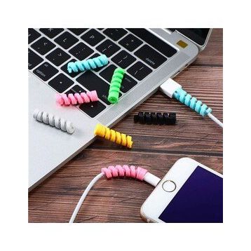 Buffer 4'lü Apple Android Silikon Spiral Yay Aparat Şaj Kablosu Koruyucu