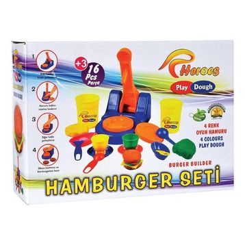 Buffer Eğitici Eğlenceli Hamburger Ustası 16 Parça Oyun Hamuru Seti