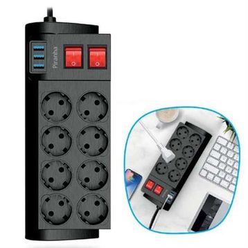 Buffer Isıya Dayanıklı Termal Akım Korumalı 2 16A 4000W Sekizli Priz ve Usb Uzatma Kablosu