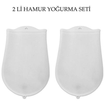 Buffer JJ98YT1987 Hamur Torbası 2'li Set Orta ve Büyük Hamur Silikon Şeffaf Yoğurma Torbası