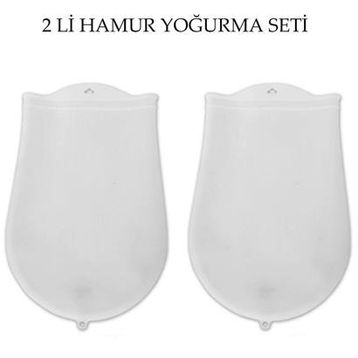 Buffer JJ98YT1987 Hamur Torbası 2'li Set Orta ve Büyük Hamur Silikon Şeffaf Yoğurma Torbası