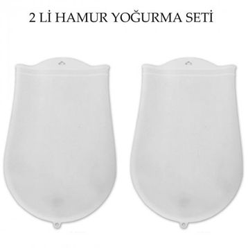Buffer JJ98YT1987 Hamur Torbası 2'li Set Orta ve Büyük Hamur Silikon Şeffaf Yoğurma Torbası