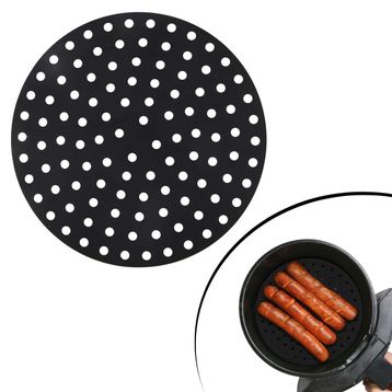 Buffer Renkli Isıya Dayanıklı Yıkanılabilir Silikon Fırın ve Airfryer Gri Yuvarlak Model Pişirme Matı