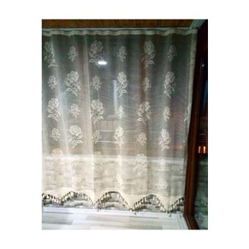 Buldan 140x150 El İşi Dantelli Naturel Perde