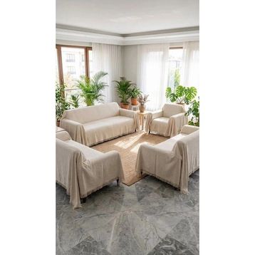 Buldan Concept Buldan İşi Krem (3+3+1+1) Koltuk Örtüsü