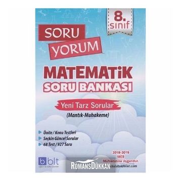 Bulut Eğitim ve Kültür Yayınları 8. Sınıf Soru Yorum Matematik Soru Bankası