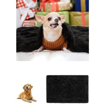 Bundera Peluş Evcil Kedi Minderi Yuvası Kulübesi Matı Örtüsü 60x90 cm Siyah Kedi Köpek Yatağı Battaniyesi