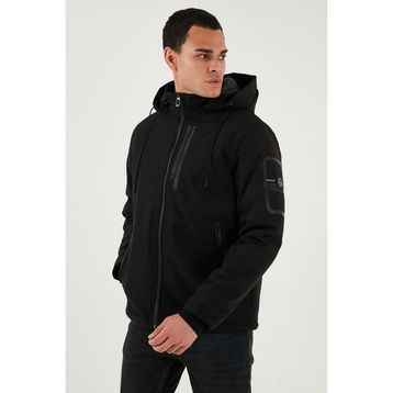 Buratti 497ALBERT - Siyah Regular Fit Çıkarılabilir Kapüşonlu Erkek Mont