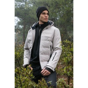 Buratti 497DEAN - Taş Regular Fit Çıkarılabilir Kapüşonlu Kapitoneli Erkek Mont
