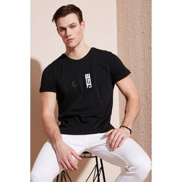Buratti 541CHANGE24 Siyah Pamuklu Slim Fit Bisiklet Yaka Erkek T Shirt