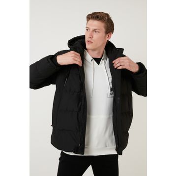 Buratti 5711050 Fermuarlı Cepli Slim Fit Kapüşonlu Şişme Erkek Mont
