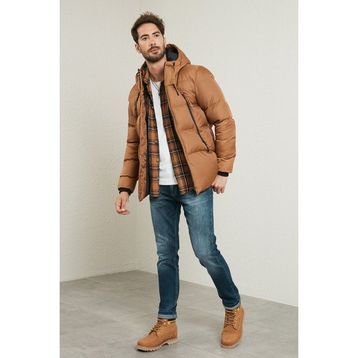 Buratti 5717101 Taba Slim Fit Kapüşonlu Erkek Mont