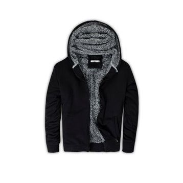 Buratti 575708 Siyah İçi Kürklü Kapüşonlu Sweatshirt Erkek Mont