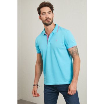Buratti 5902118 Aqua-Mavi % 100 Pamuk Düğmeli Slim Fit Polo Erkek T-Shirt