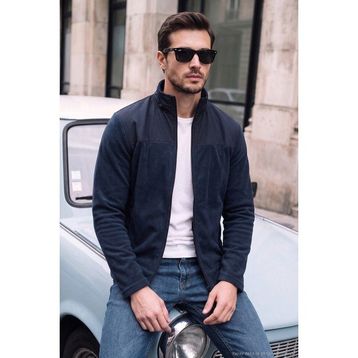 Buratti 59060443 - Koyu Lacivert Regular Fit Garnili Dik Yaka Sıcak Tutan Erkek Polar Mont