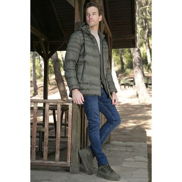 Buratti 649005 - Taş Su Itici Slim Fit Soğuğa ve Rüzgara Dayanıklı Kapüşonlu Şişme Erkek Mont