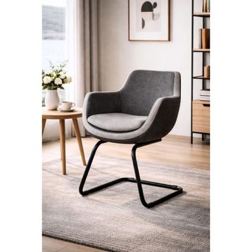 Bürocci 2244J1110 Comfort İki Ton Gri Kumaş Siyah Metal Ayaklı Misafir Koltuğu