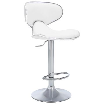 Bürocci 9549S0486 Beyaz Modern Deri Metal Ayaklı Yüksek Tezgah Sandalyesi