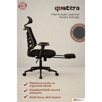Bürocci Quattro Fileli Siyah Müdür Koltuğu