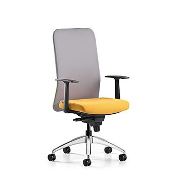 Bürotime Comfy Başlıklı Sabit Kol Krom Ayak Gri Sarı Çalışma Koltuğu