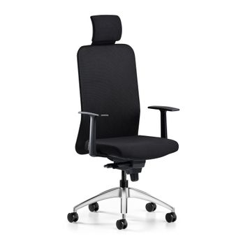 Bürotime Comfy Başlıklı Sabit Kol Krom Ayak Siyah Çalışma Koltuğu