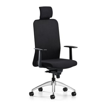 Bürotime Comfy Başlıklı Sabit Kol Krom Ayak Siyah Çalışma Koltuğu