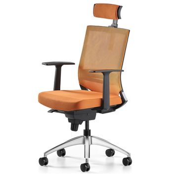 Bürotime Cozy Başlıklı Sabit T Kol Alüminyum Ayak Turuncu Çalışma Koltuğu