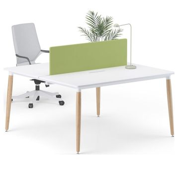 Bürotime Era 142x140 cm Renkli Beyaz Ahşap Ayak İkili Çalışma Masası