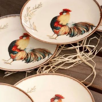 Bursa Porselen Retro Horoz 6'lı Pasta Tabağı