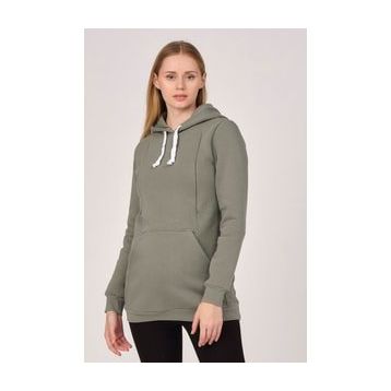 Busa Çağla Termal Emzirme Detaylı Kapüşonlu Hamile Sweatshirt