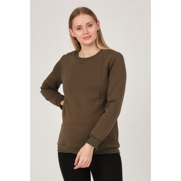 Busa Haki Termal Emzirme Detaylı Hamile Sweatshirt