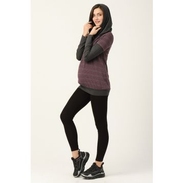 Busa Mor Kapüşonlu Hamile Sweatshirt