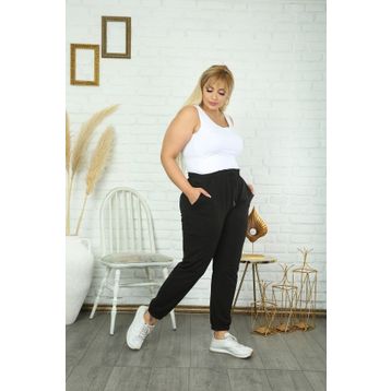 Butik Şımarık Beli Lastikli Cepli Büyük Beden Siyah Kadın Eşofman Altı