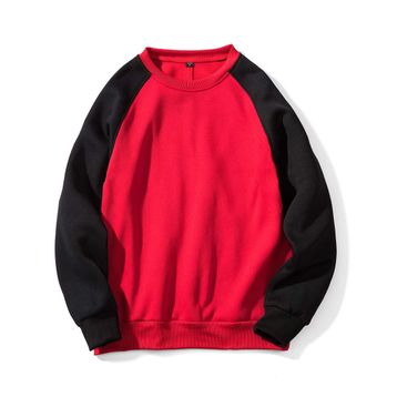 BUYTER 15 Stil Düz Renk Polar Kırmızı Siyah Erkek Sweatshirt