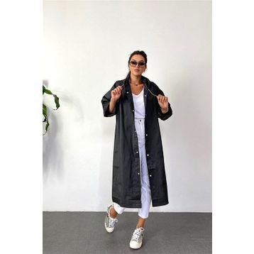 By Marine BYMMRC881R03 Siyah Kapüşonlu Çıtçıtlı Eva Unisex Yağmurluk