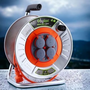 Bylion 3x1.5 mm 20 mt Plastik Makaralı Seyyar Uzatma Kablo ve Grup Priz