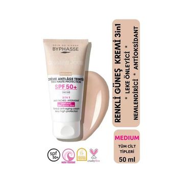 Byphasse Anti-Aging Renkli LigMediumht Yeni Nesil Güneş Filtreli Hibrit Formül 50 ml Sıvı Güneş Kremi