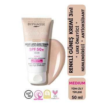 Byphasse Anti-Aging Renkli LigMediumht Yeni Nesil Güneş Filtreli Hibrit Formül 50 ml Sıvı Güneş Kremi