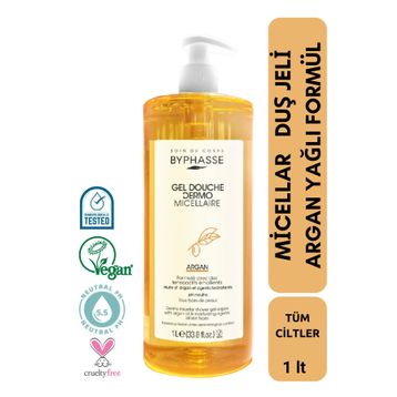 Byphasse Dermo Micellar Tüm Ciltler İçin 1000 ml Argan Oil Duş Jeli